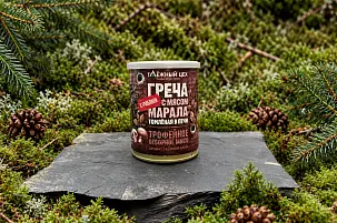 Греча с Маралом и грибами томленая в печи 