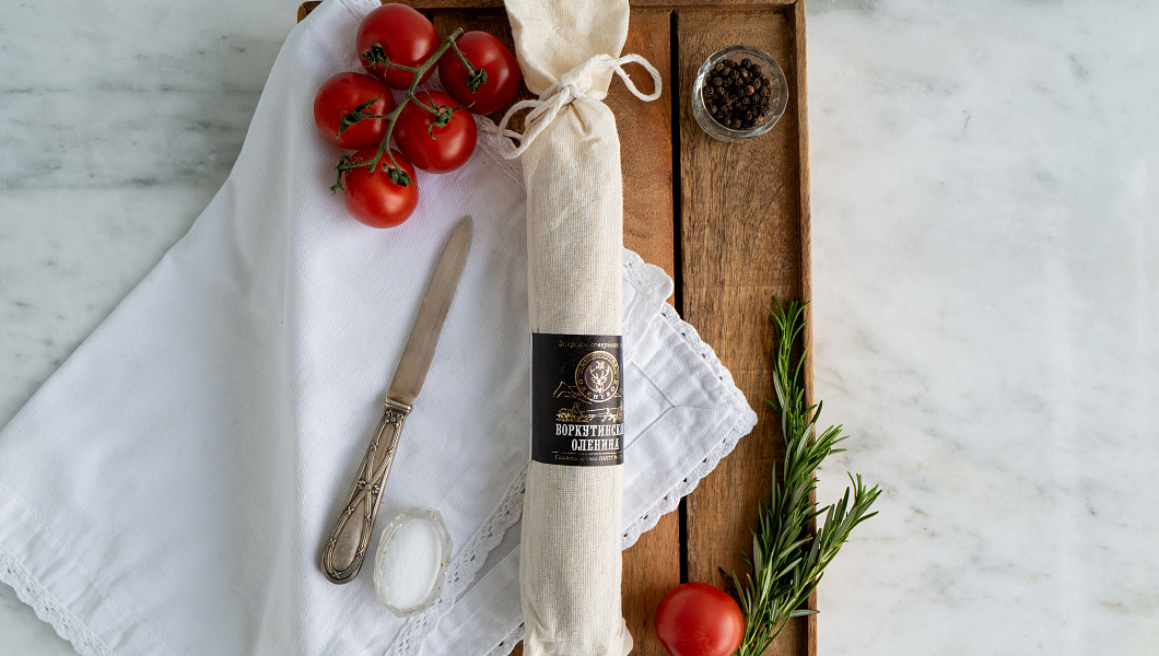 Колбаса сырокопченая "Тиманская" в сувенирном мешке