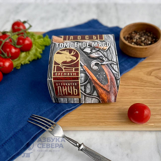 Томленое мясо лося премиум в коробке 
