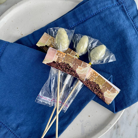 Шишка на палочке в белом шоколаде