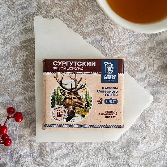 Живой шоколад на меду с мясом северного оленя