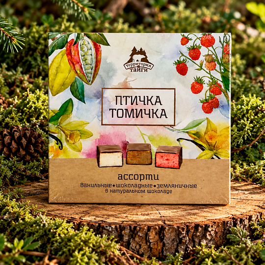 Конфеты сбивные ассорти "Птичка Томичка" (ваниль, шоколад, земляника)