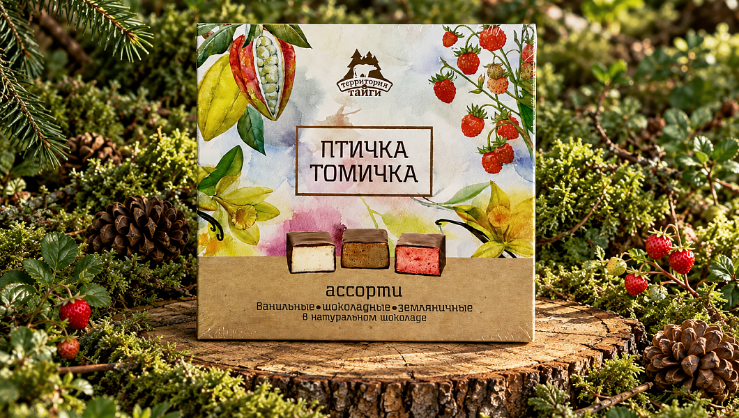 Конфеты сбивные ассорти "Птичка Томичка" (ваниль, шоколад, земляника)