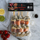 Шашлык из тигровой креветки и семги