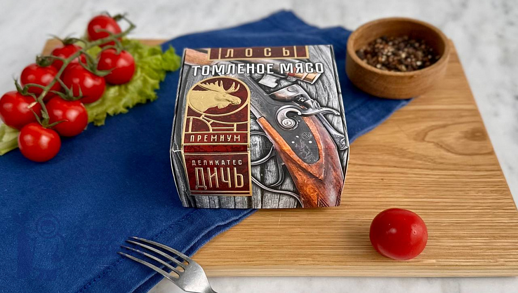 Томленое мясо лося премиум в коробке 